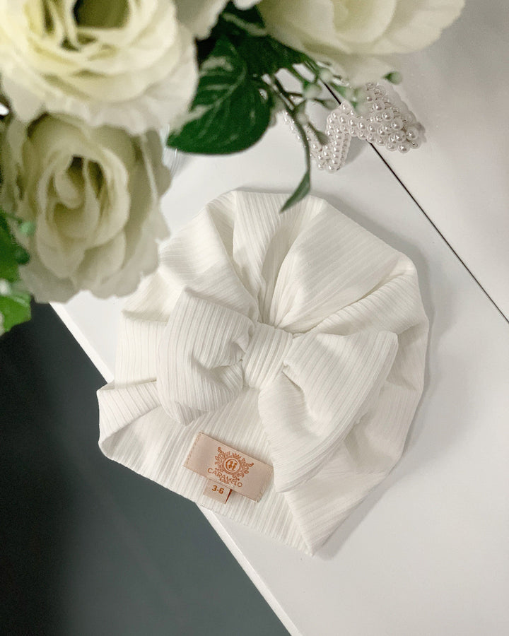 Caramelo Kids Ribbed Bow Turban | Millie and John