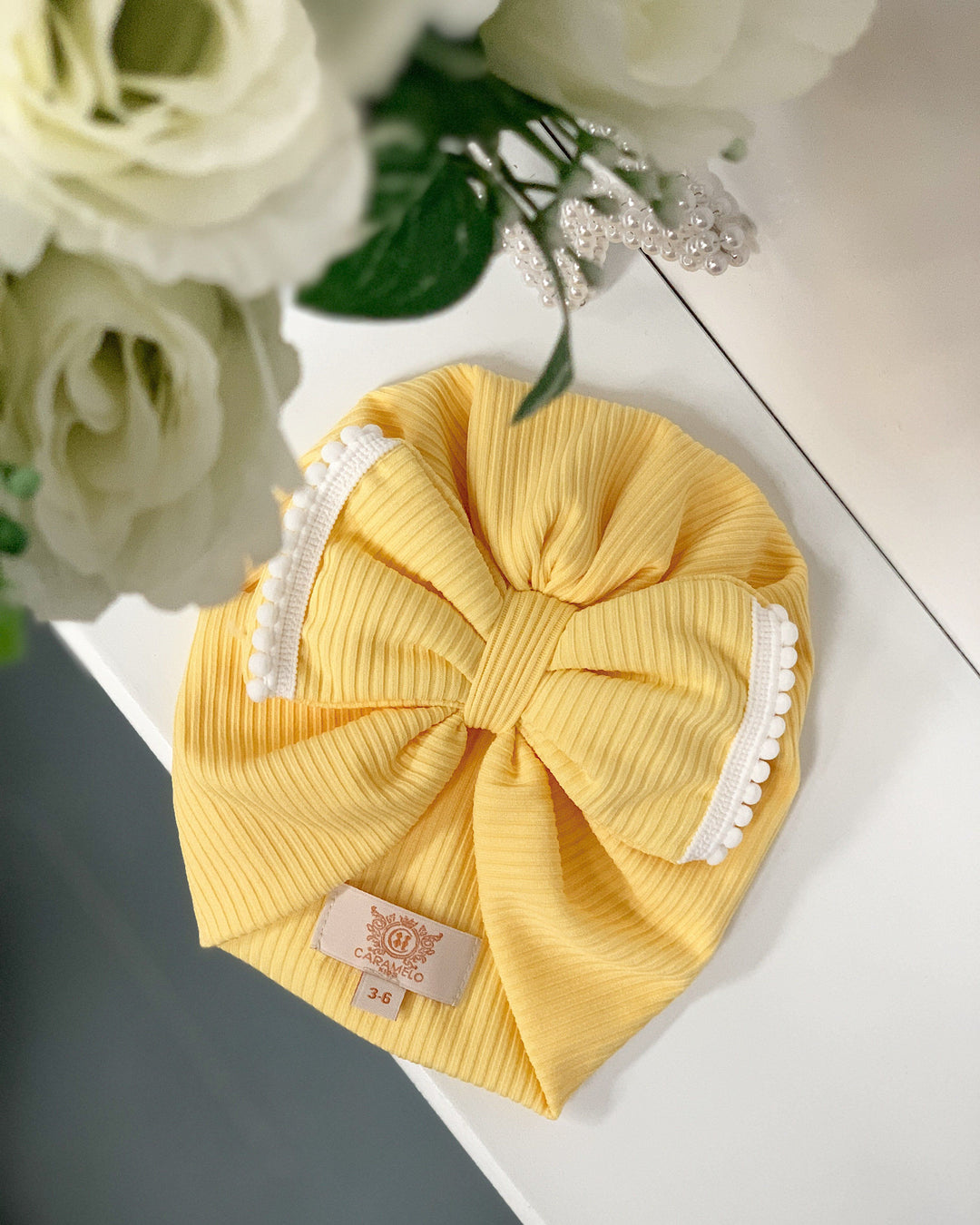 Caramelo Kids Ribbed Bow Turban | Millie and John