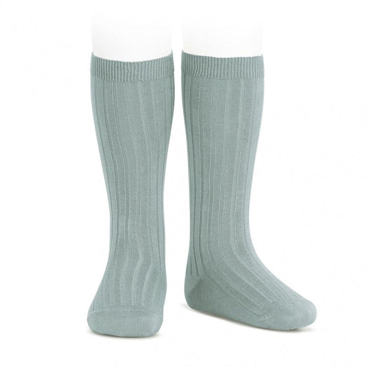 Condor Sage Green Wide Ribbed Knee High Socks | Millie and John
