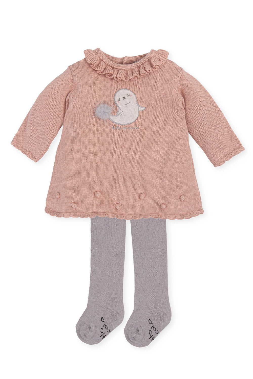 Tutto Piccolo "Samara" Petal Pink Knitted Dress & Tights | Millie and John