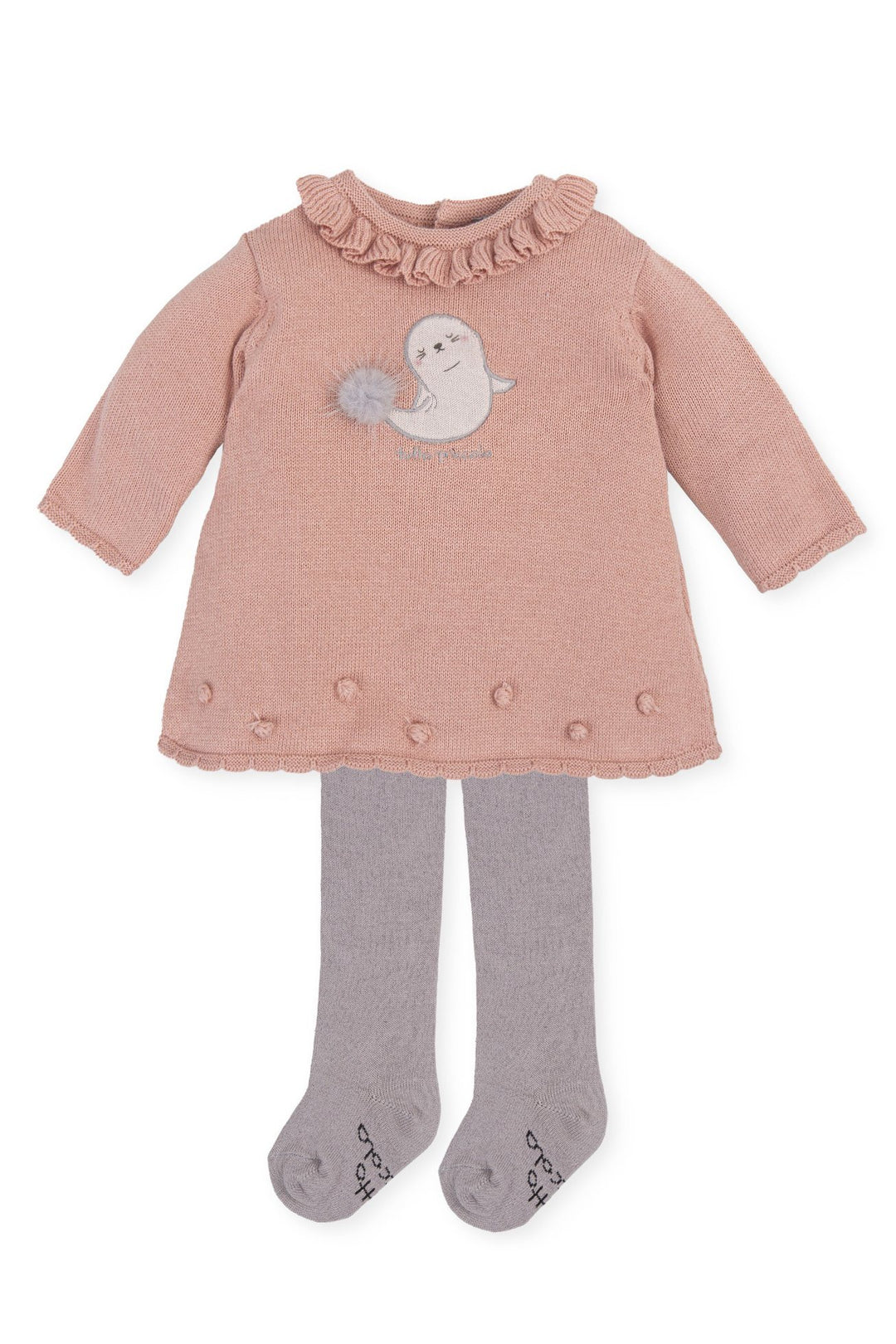 Tutto Piccolo "Samara" Petal Pink Knitted Dress & Tights | Millie and John