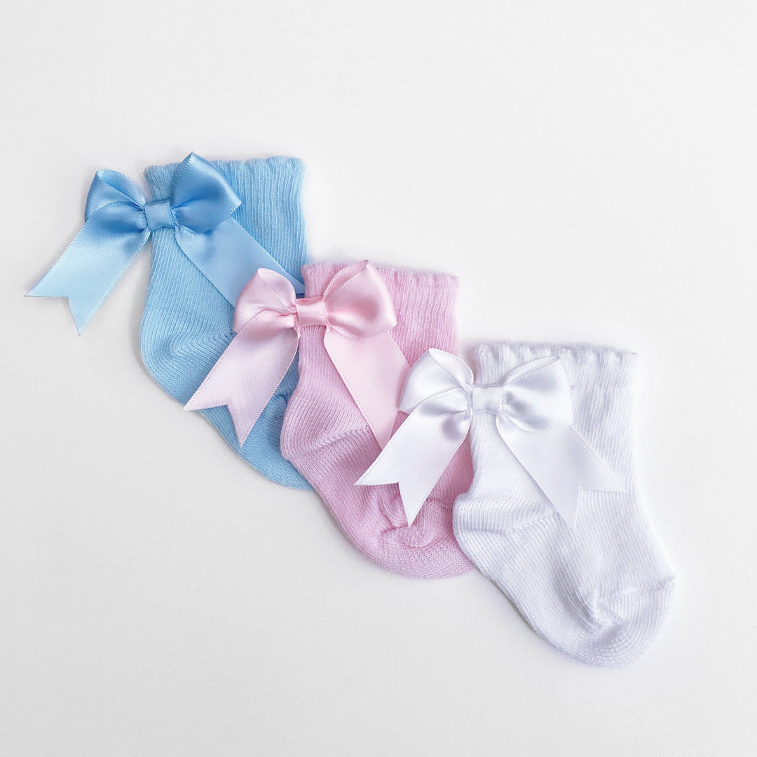 Kinder Satin Bow Ankle Socks | Millie and John