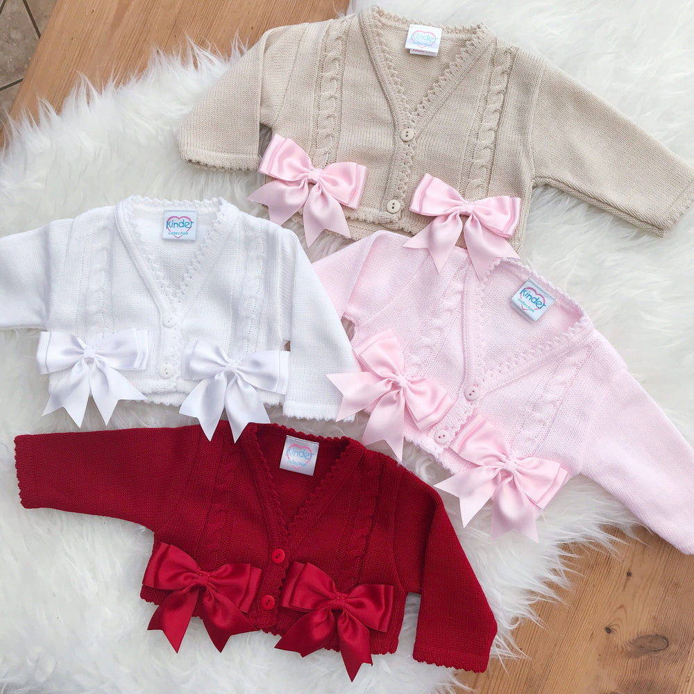 Kinder Satin Bow Cardigan | Millie and John