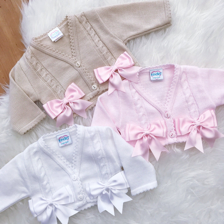 Kinder Satin Bow Cardigan | Millie and John