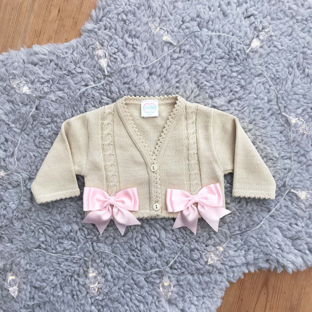 Kinder Satin Bow Cardigan | Millie and John