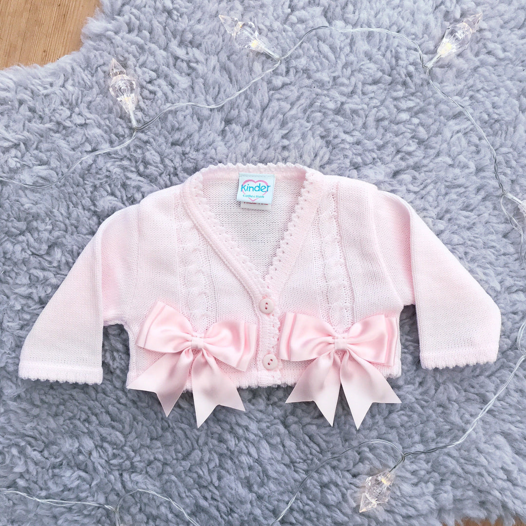Kinder Satin Bow Cardigan | Millie and John