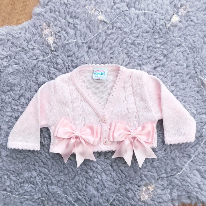 Kinder Satin Bow Cardigan | Millie and John