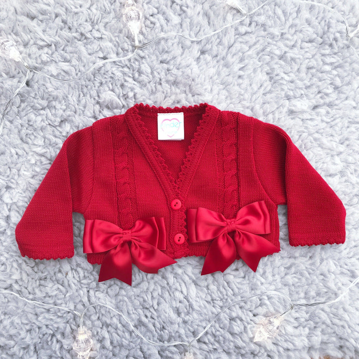 Kinder Satin Bow Cardigan | Millie and John