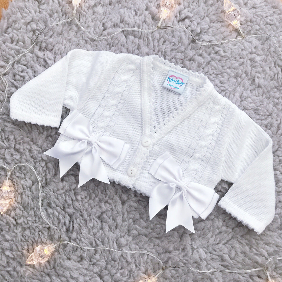 Kinder Satin Bow Cardigan | Millie and John