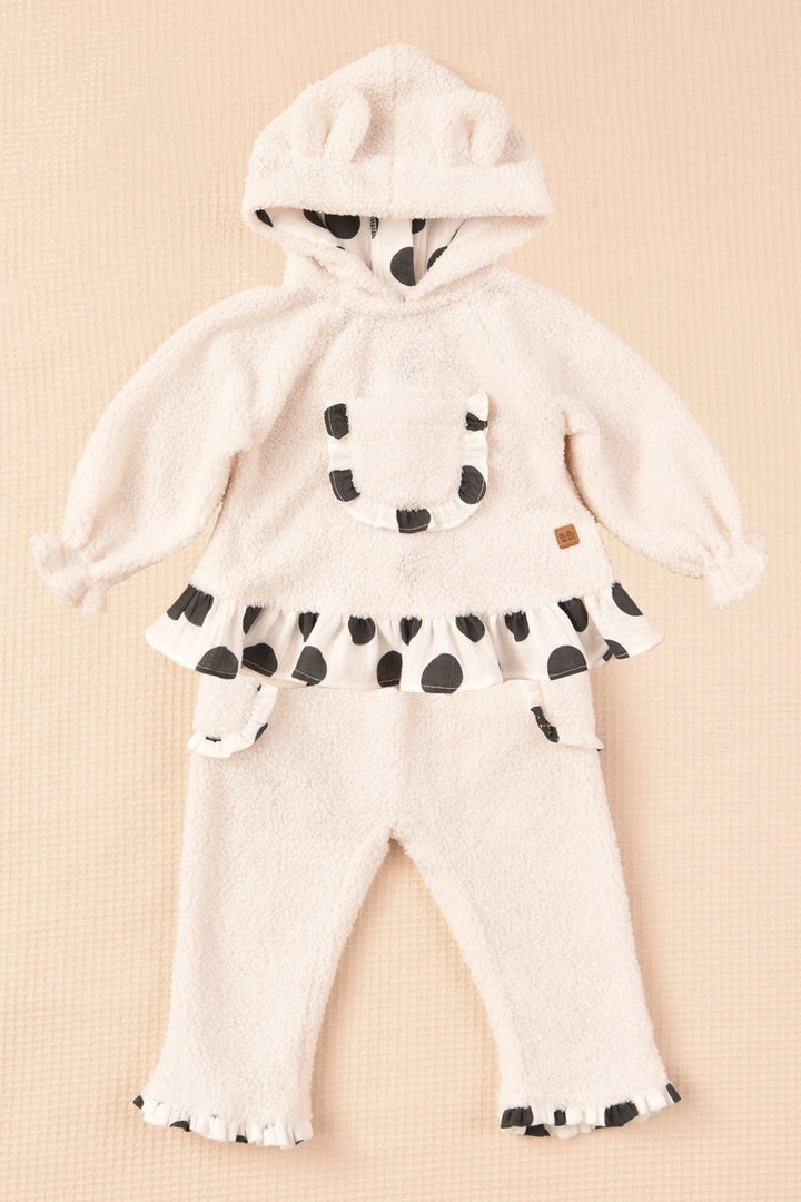 José Varón "Sierra" Polka Dot Sherpa Hoodie & Trousers | Millie and John