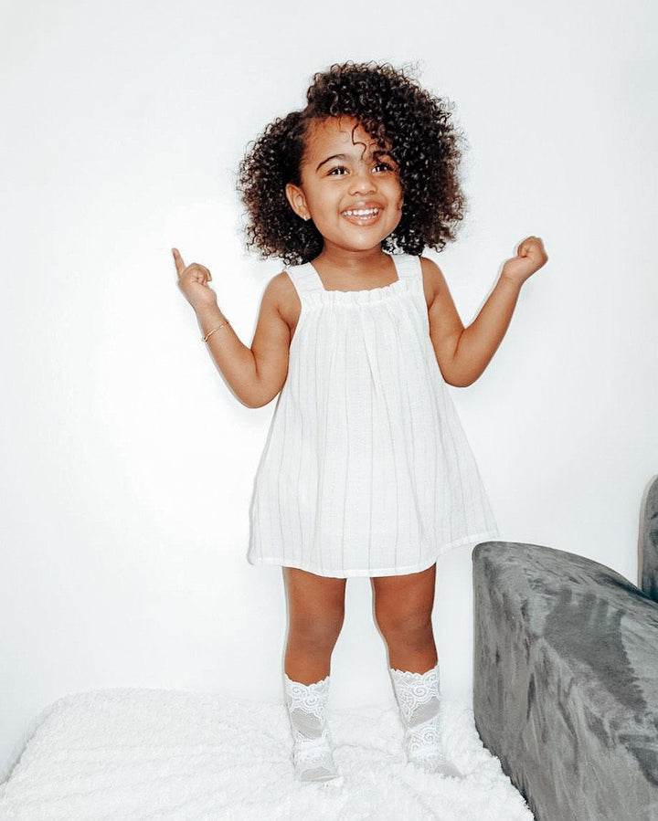 Babidu SPARKLY STRIPES | Ivory Blouse & Bloomers | Millie and John