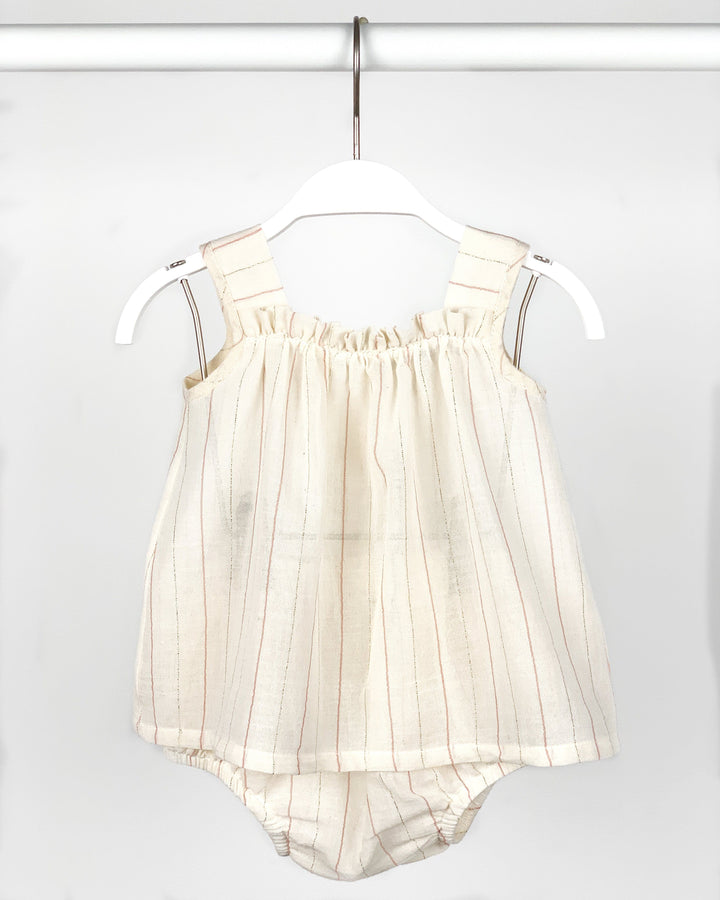Babidu SPARKLY STRIPES | Ivory Blouse & Bloomers | Millie and John