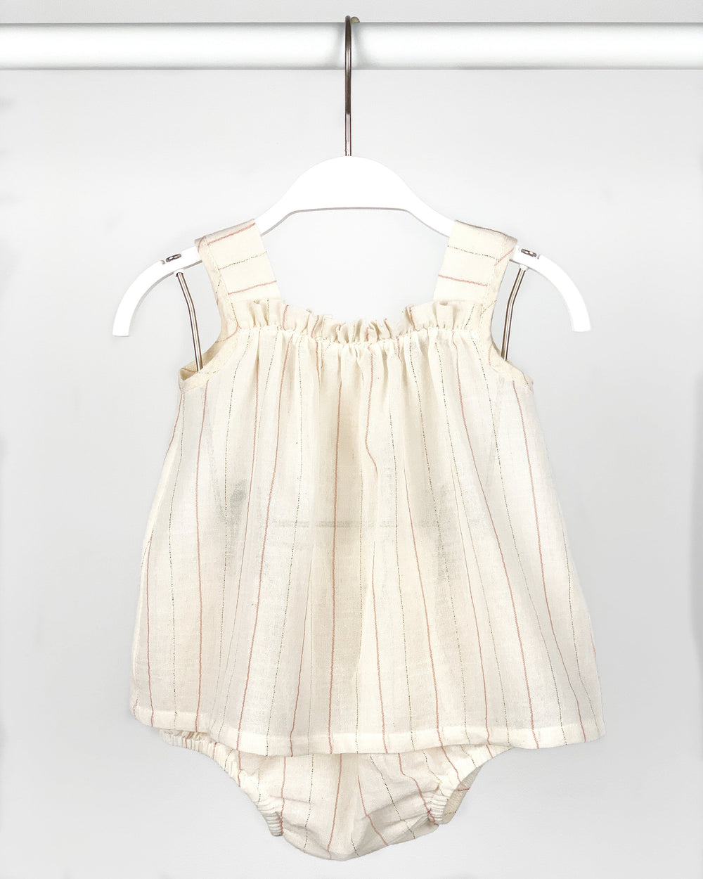 Babidu SPARKLY STRIPES | Ivory Blouse & Bloomers | Millie and John