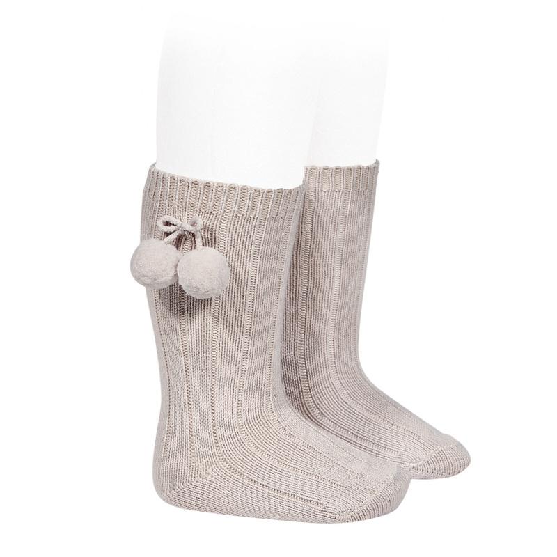 Condor Stone Knee High Pom Pom Socks | Millie and John