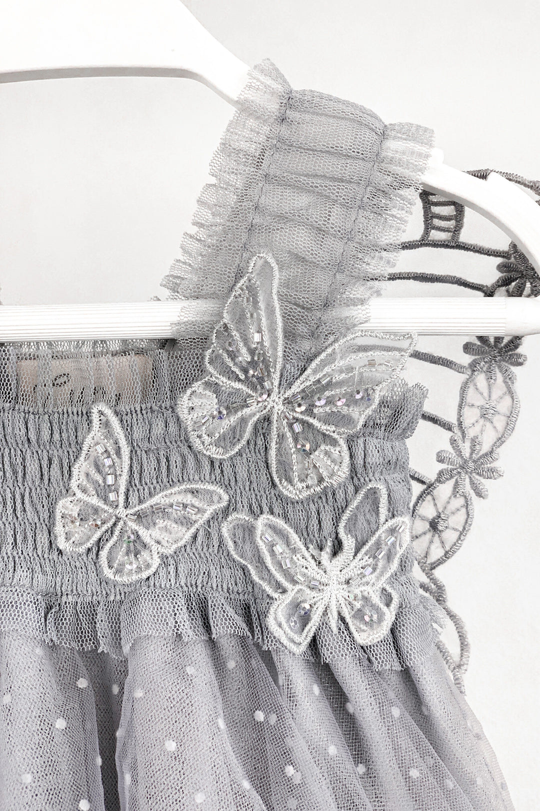 Luna Luna "Stormi" Grey Plumeti Dot Fairy Wing Dress | Millie and John