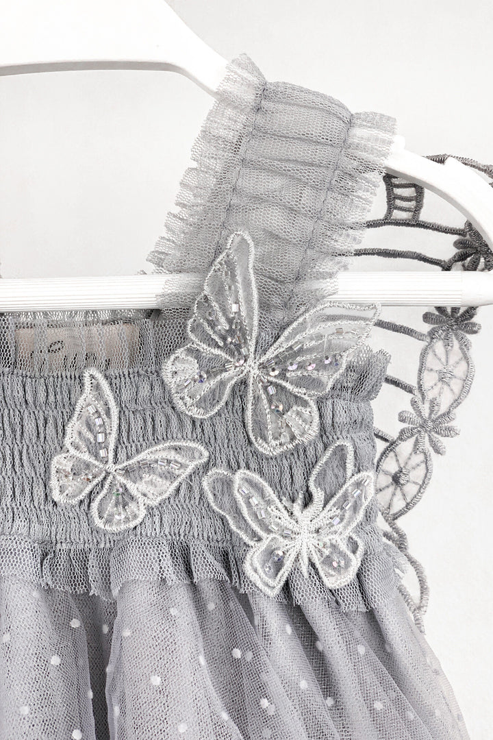 Luna Luna "Stormi" Grey Plumeti Dot Fairy Wing Dress | Millie and John