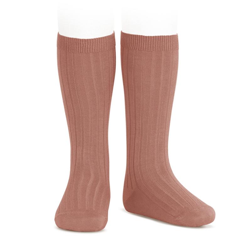 Condor Terracotta Wide Ribbed Knee High Socks | Millie and John