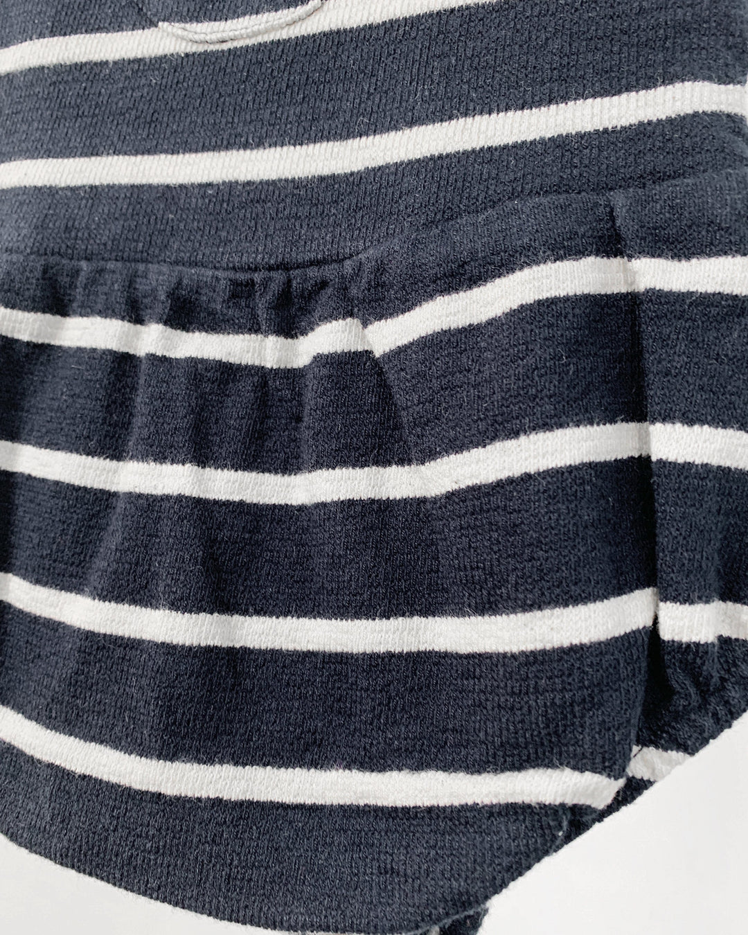 Babidu TERRY TOWELLING | Navy Striped Dungaree Romper | Millie and John