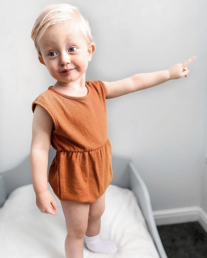 Babidu TERRY TOWELLING | Rust Romper | Millie and John