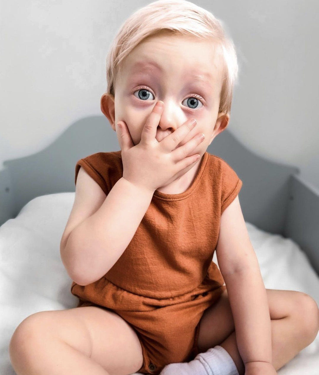 Babidu TERRY TOWELLING | Rust Romper | Millie and John
