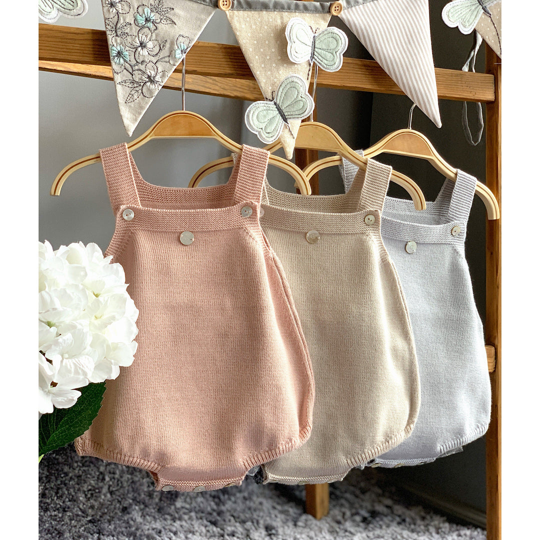 Granlei THE Knitted Dungaree Romper - Neutral | Millie and John