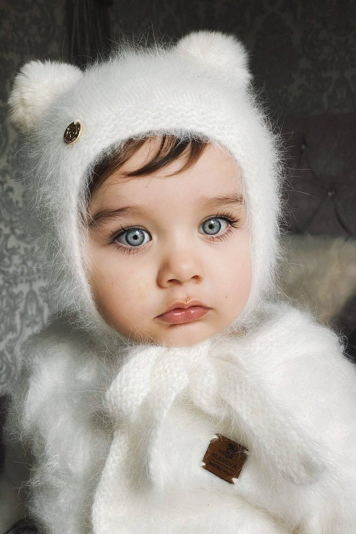 Petit Maison White Cashmere Teddy Hat | Millie and John