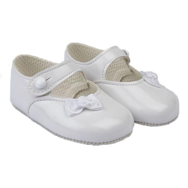 Baypods White Patent Rose Bow Soft Sole Shoes | Millie and John