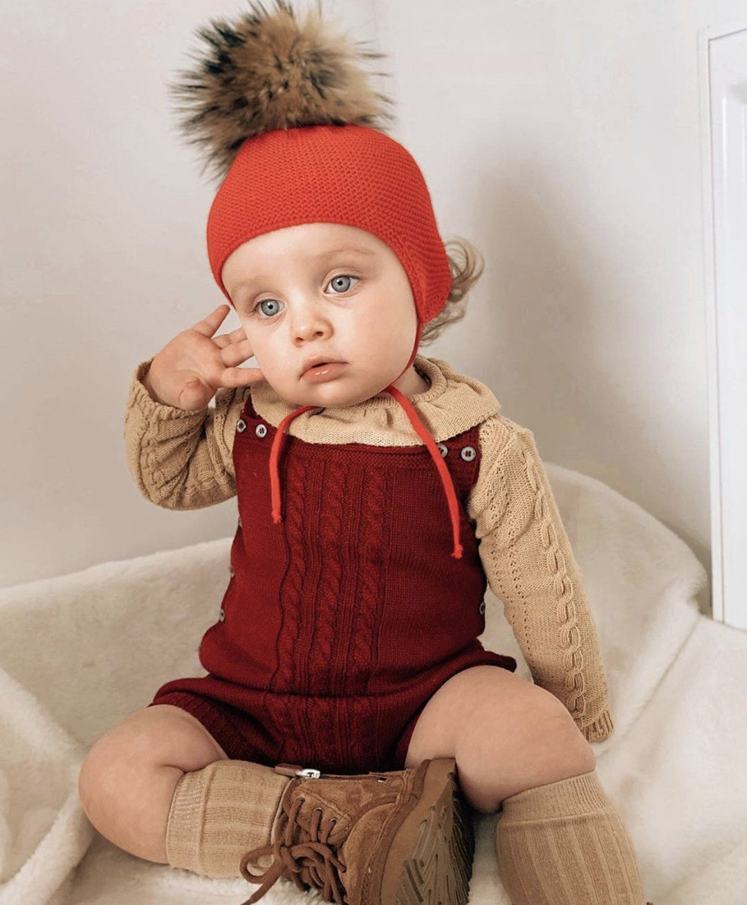 Wedoble Wool Cable Knit Dungaree Romper | Millie and John