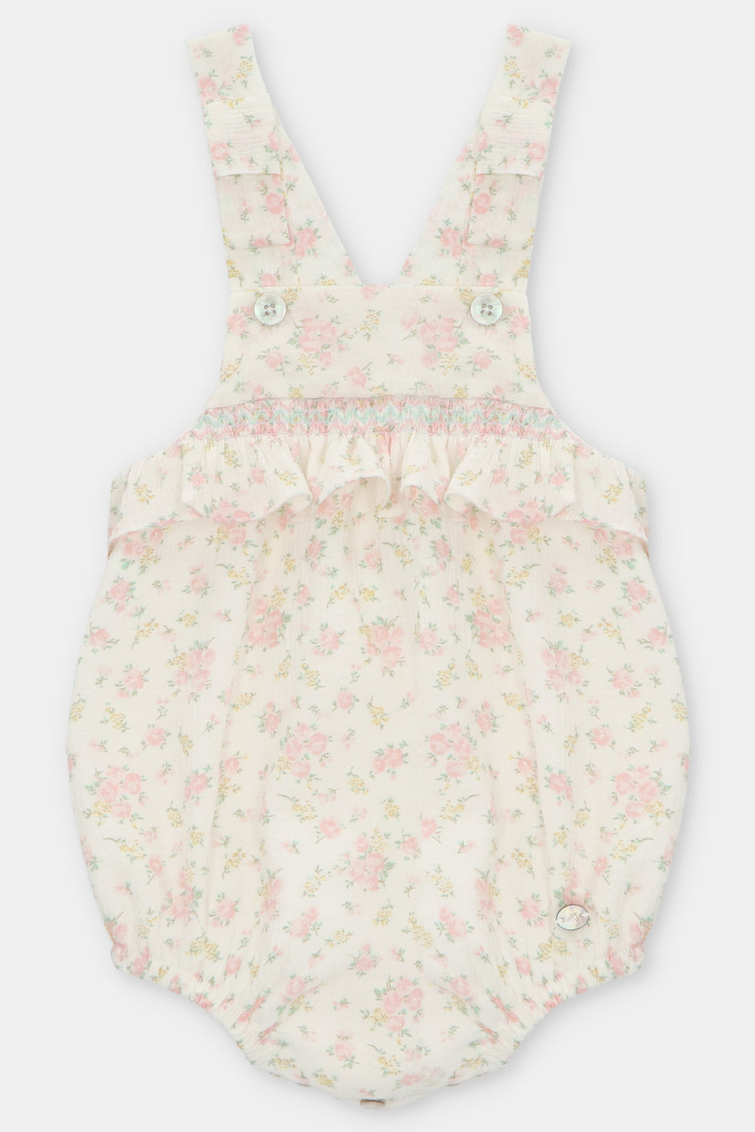 "Verity" Floral Seersucker Dungaree Romper