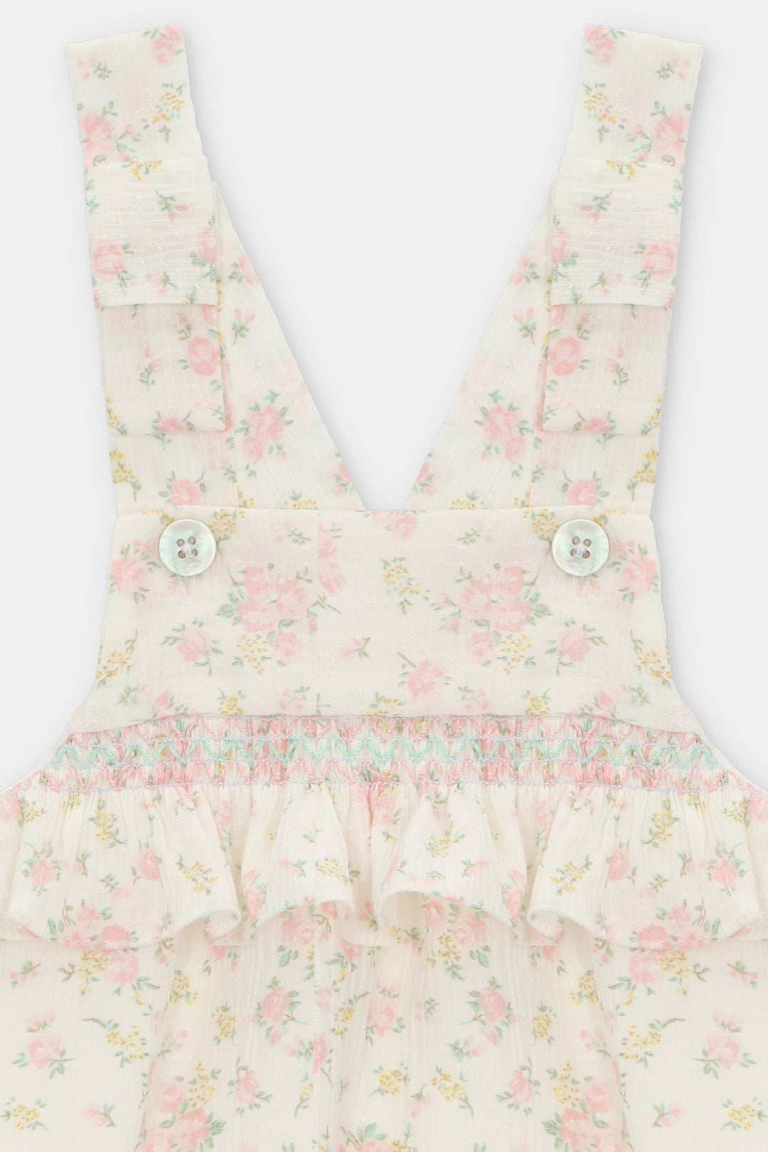 "Verity" Floral Seersucker Dungaree Romper