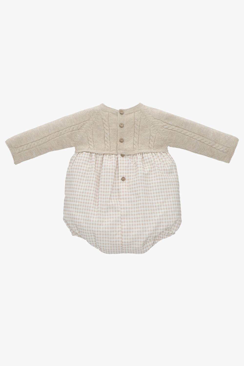 Martín Aranda "Fraser" Biscuit Half Knit Gingham Romper | Millie and John