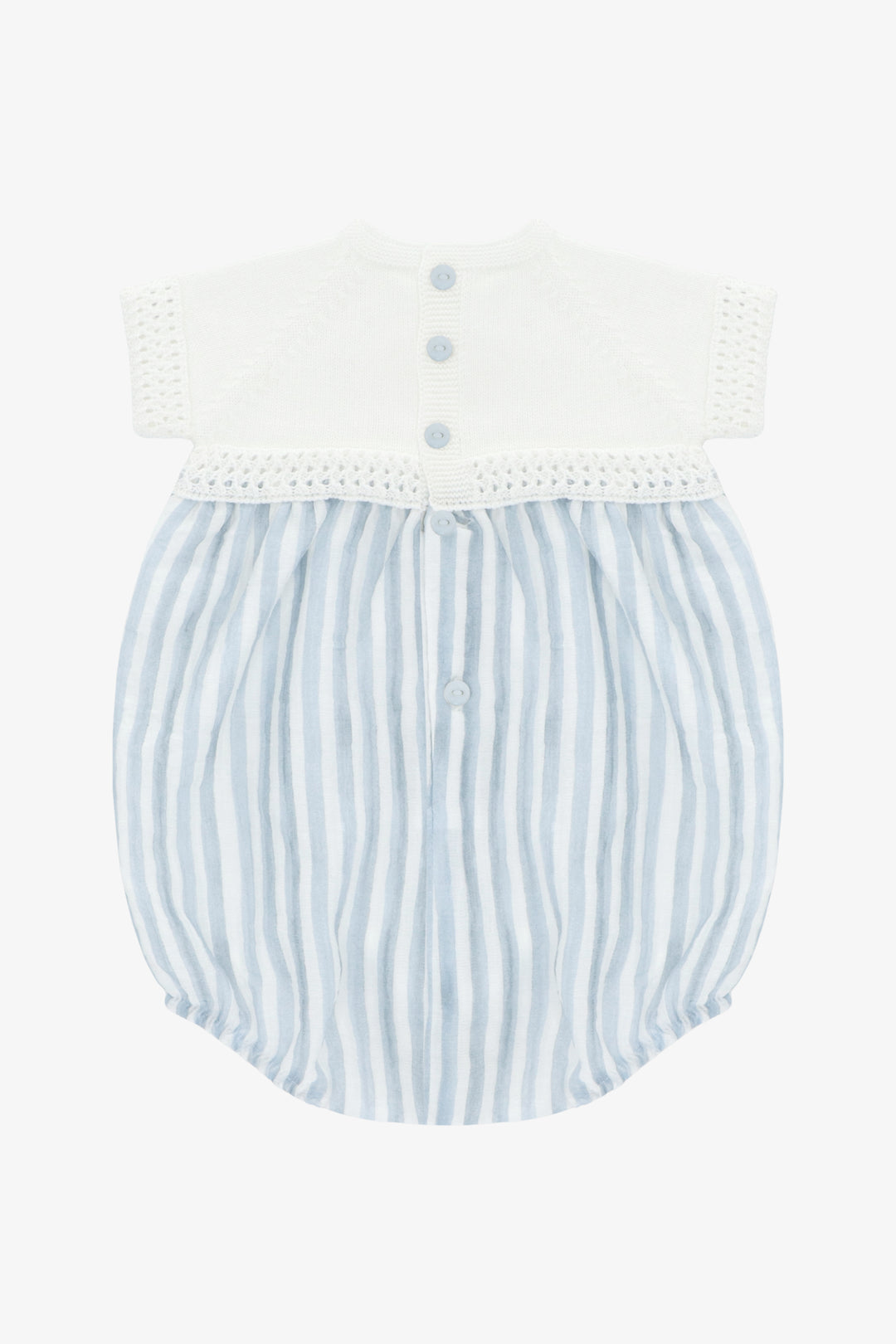 "Clyde" Blue Striped Half Knit Romper