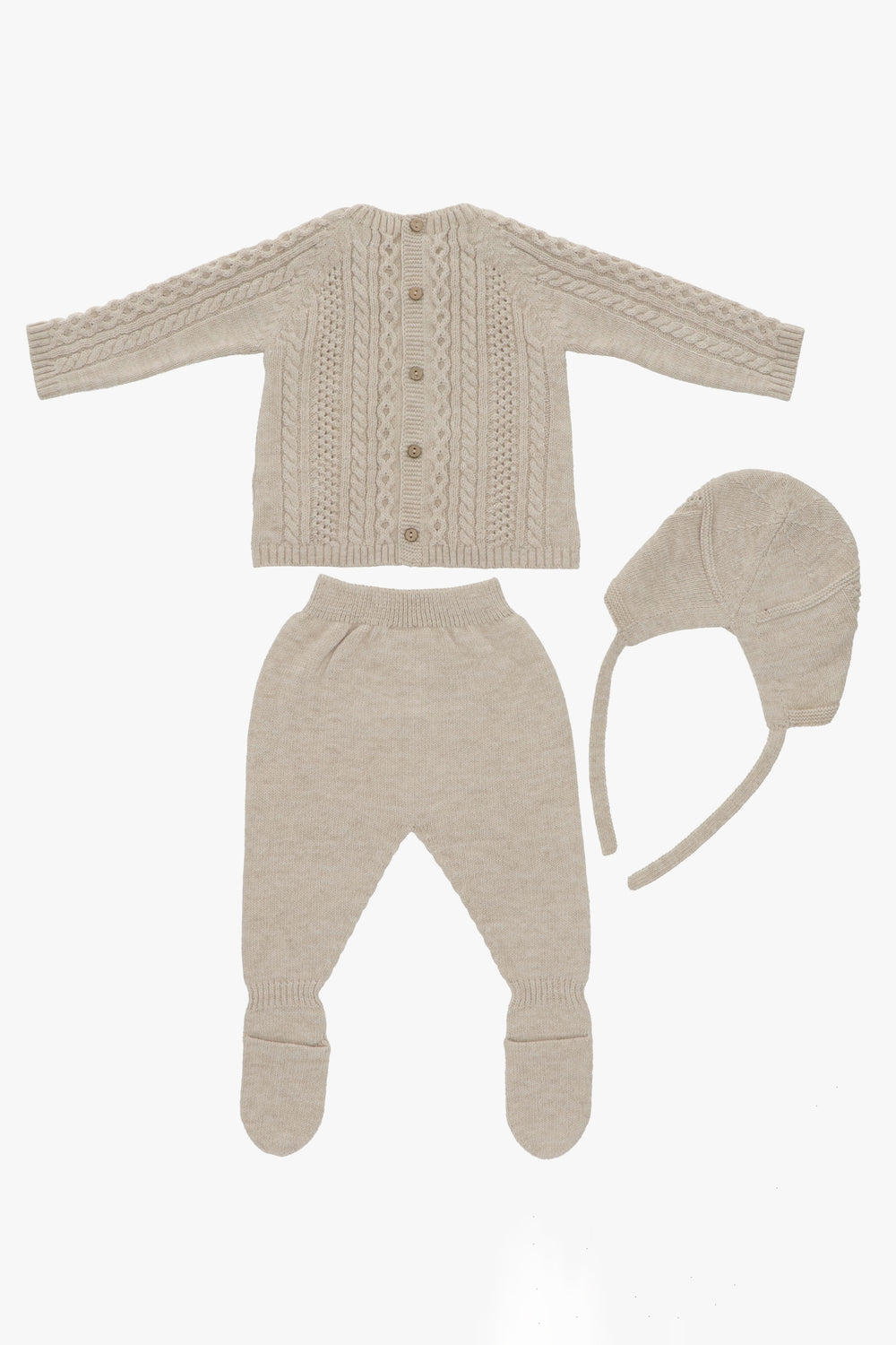 Martín Aranda "Grayson" Biscuit Knit Top, Leggings & Bonnet | Millie and John
