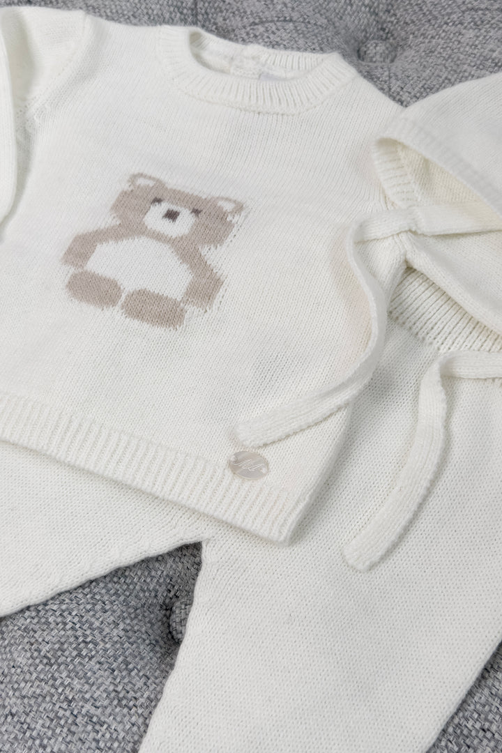 "Osito" Ivory Knitted Bear Top, Leggings & Bonnet