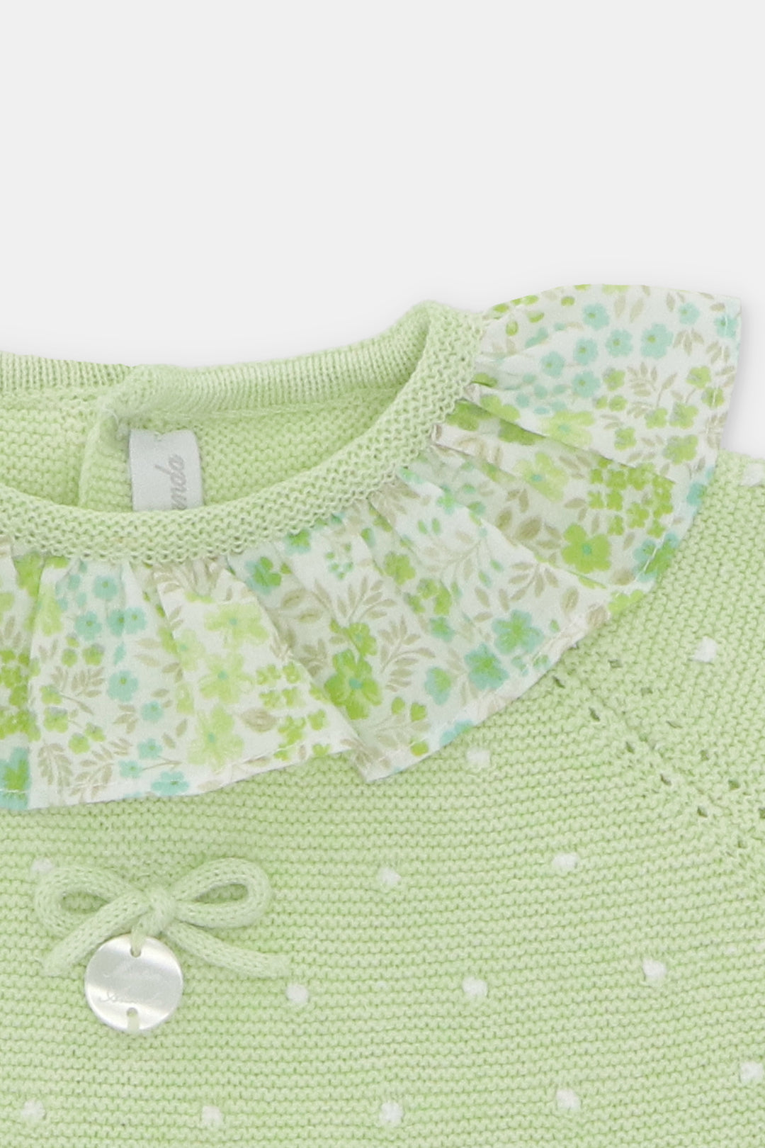 Martín Aranda PREORDER "Evelina" Pale Green Knit Top & Floral Bloomers | Millie and John