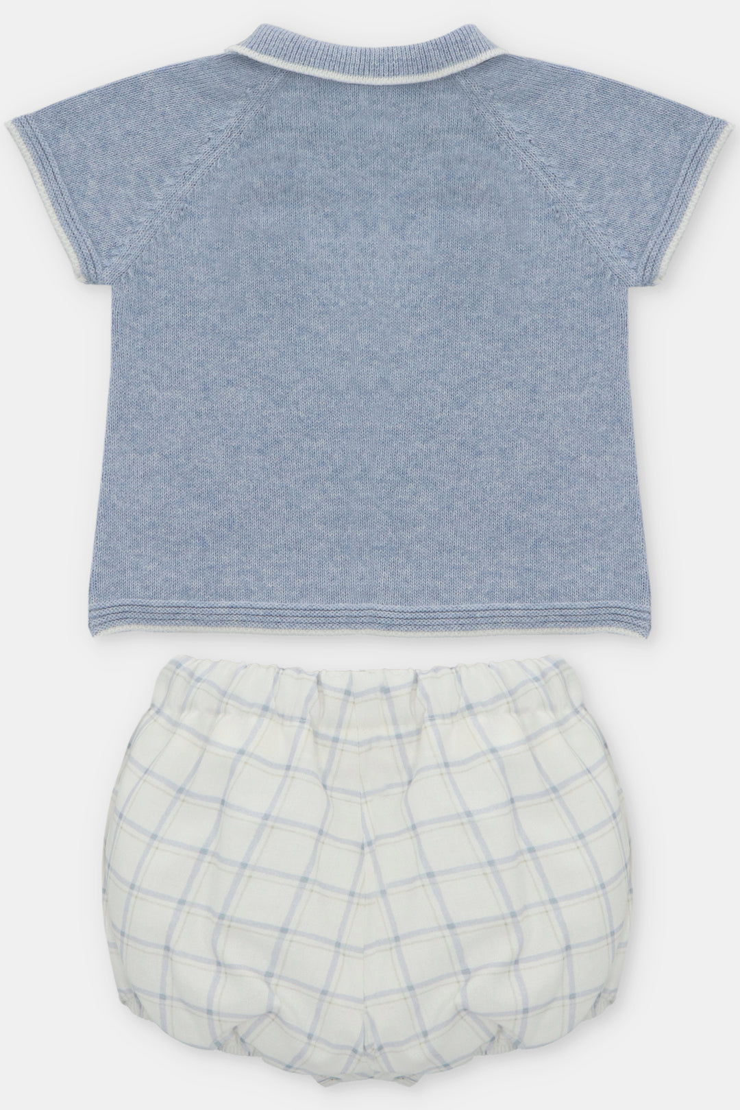 "Benedict" Sky Blue Knit Top & Checked Jam Pants