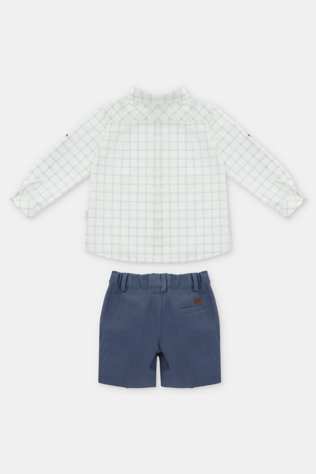 "Edmund" Sky Blue Checked Shirt & Shorts