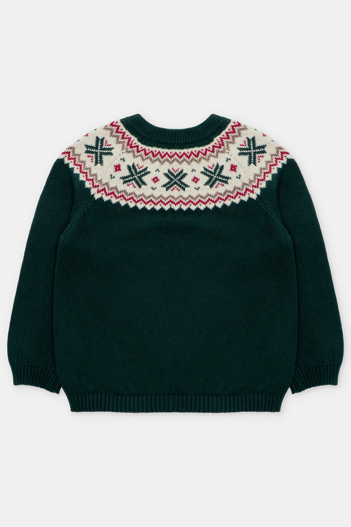 "Jasper" Bottle Green Fair Isle Knitted Jumper
