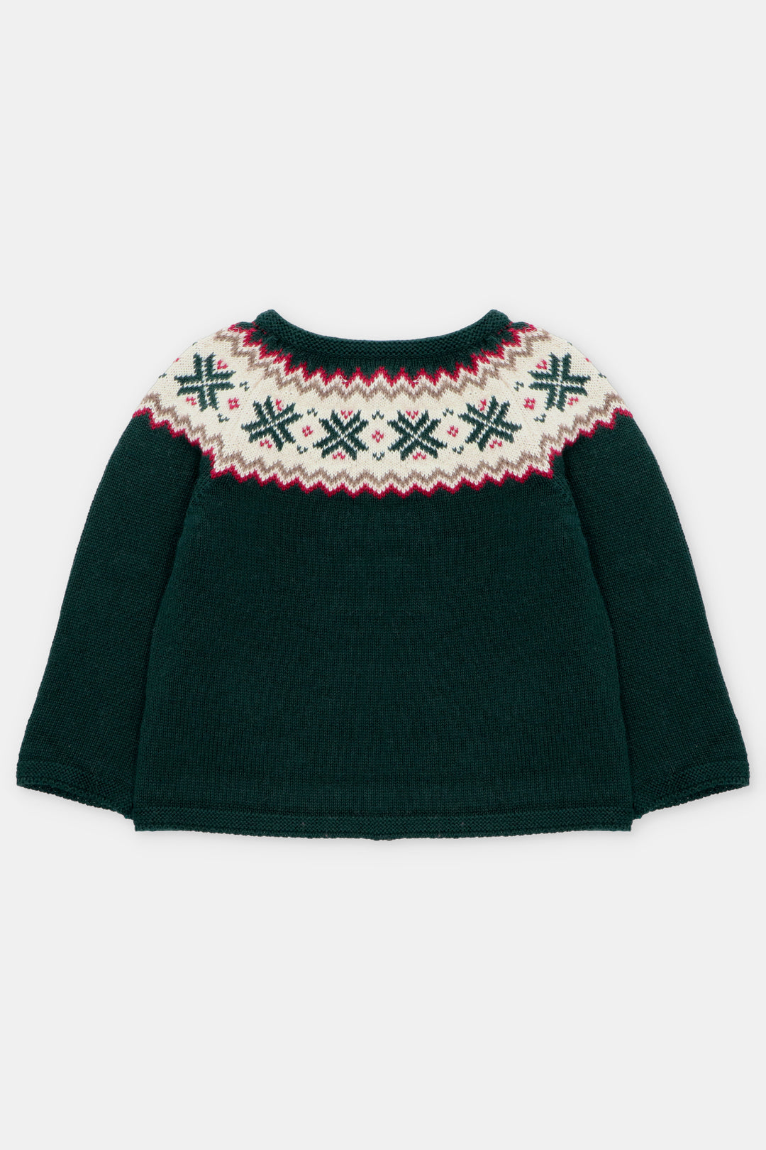 "Rowan" Bottle Green Fair Isle Knitted Cardigan