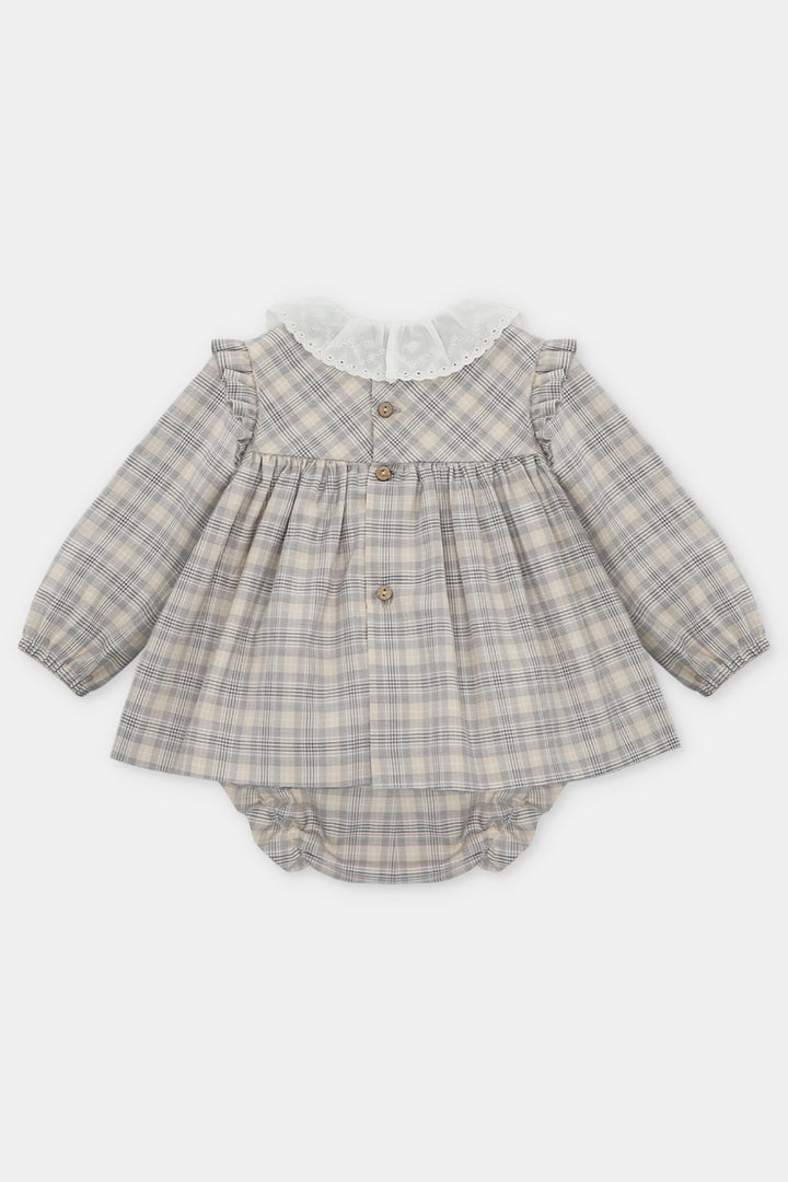 "Maisie" Stone Tartan Dress & Bloomers