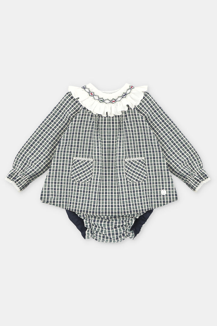 "Arabella" Navy Tartan Dress & Bloomers