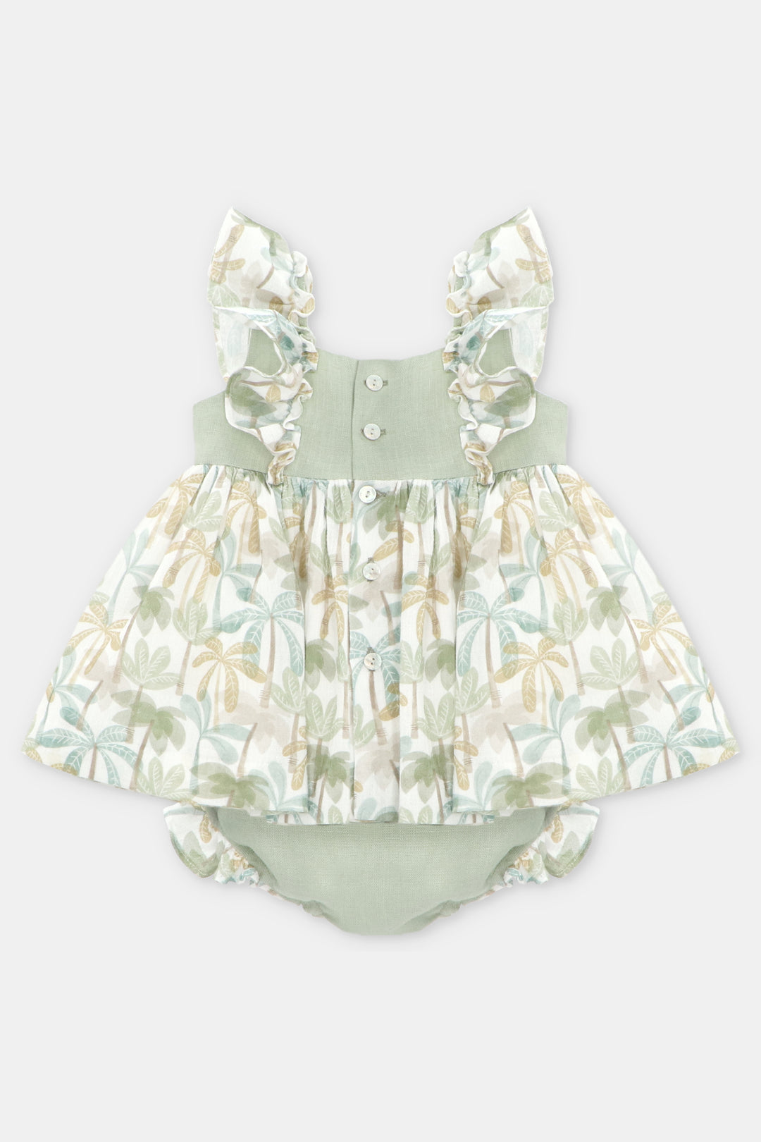 "Augusta" Sage Green Palm Tree Dress & Bloomers