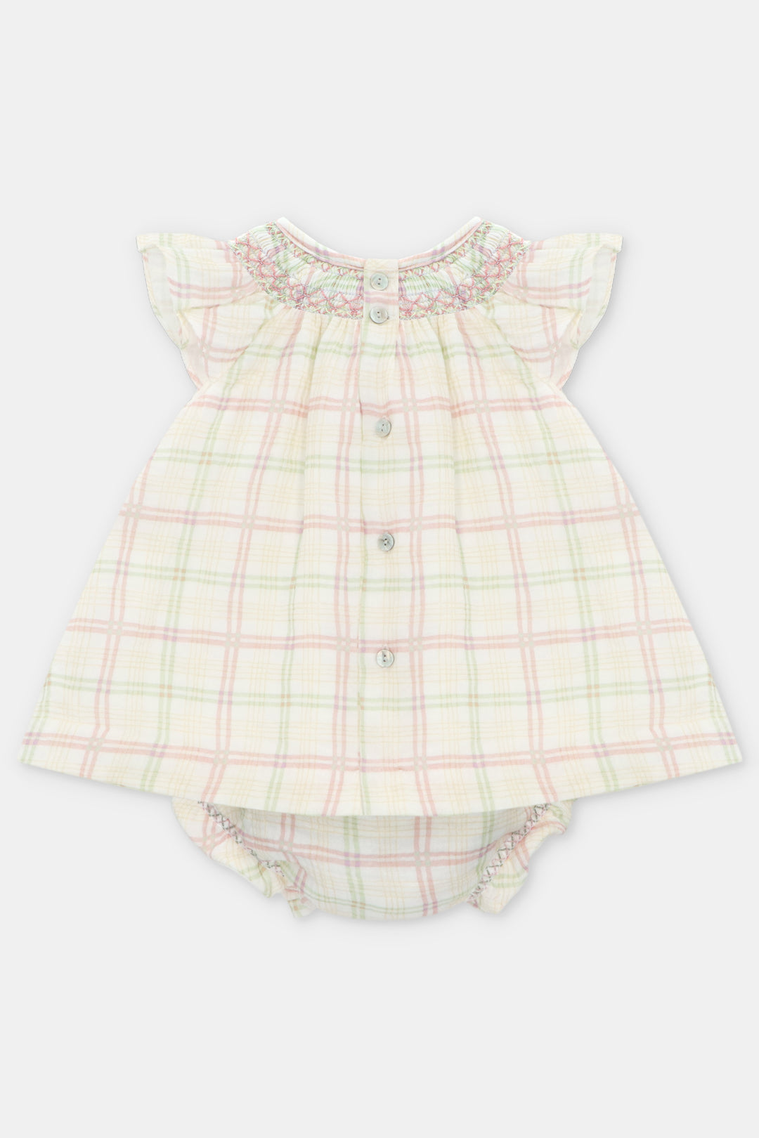 "Beatrix" Pastel Check Smocked Dress & Bloomers