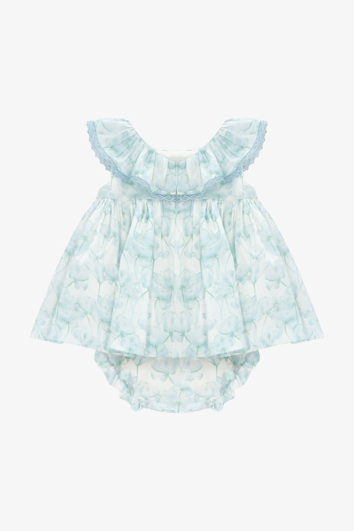"Seraphina" Blue Watercolour Floral Dress &amp; Bloomers