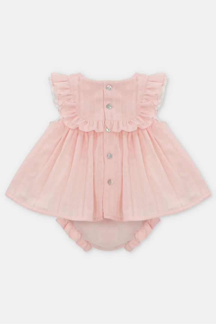 "Genevieve" Blush Pink Ruffle Dress & Bloomers