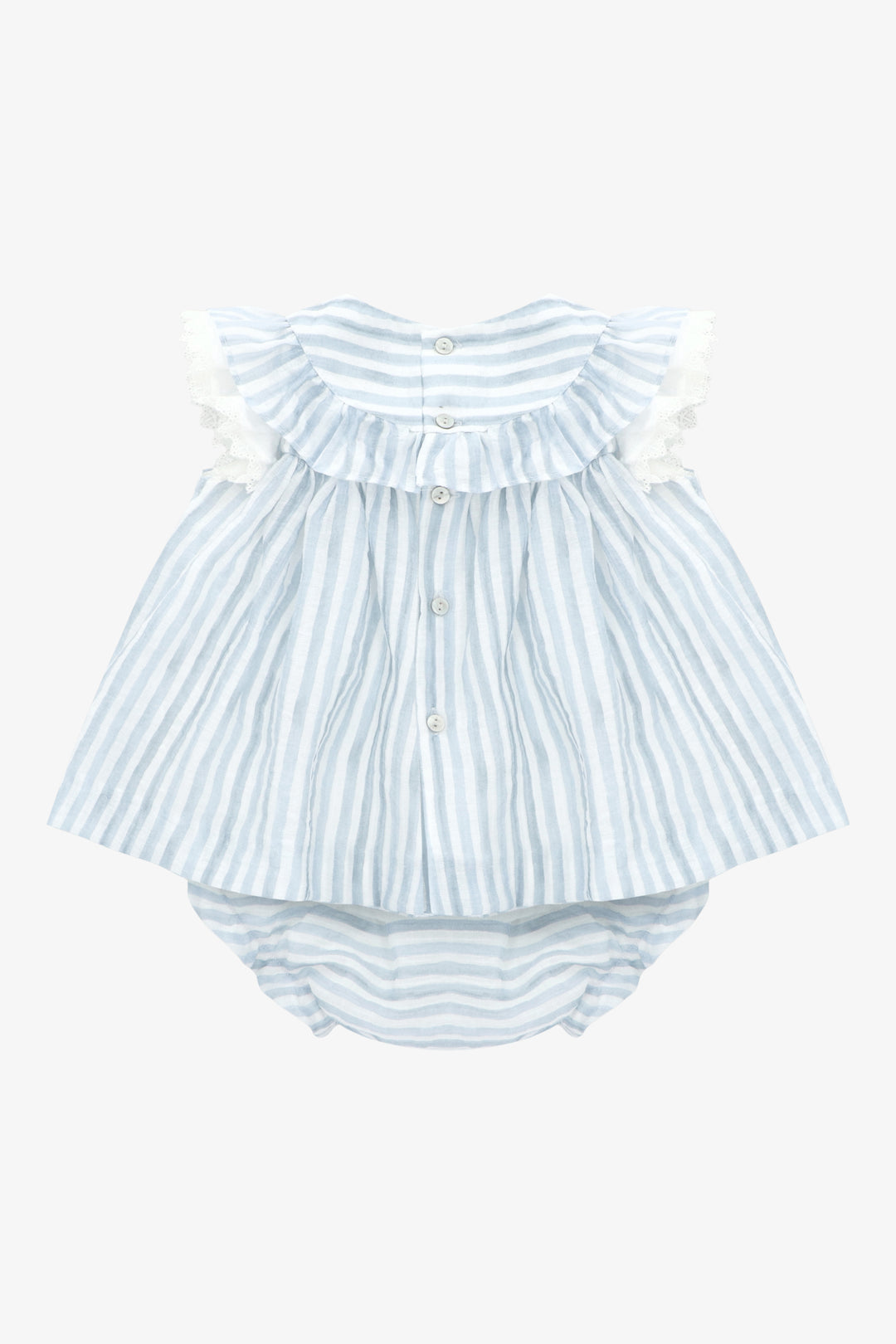 "Sylvia" Dusky Blue Striped Dress &amp; Bloomers