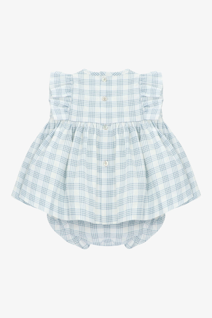 "Louisa" Blue Checked Dress &amp; Bloomers