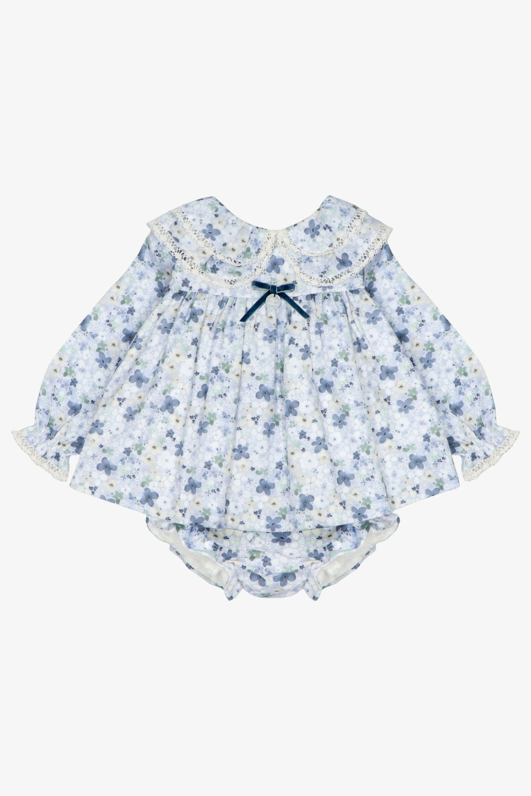 "Adelaide" Powder Blue Floral Dress &amp; Bloomers
