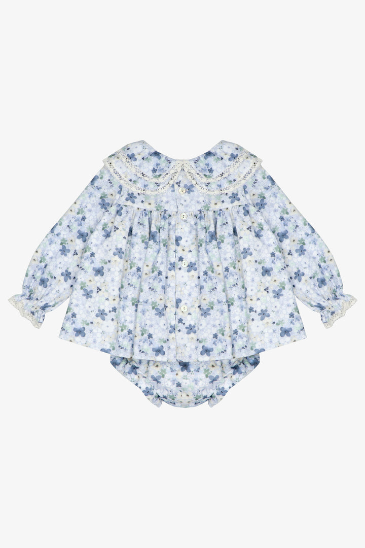 "Adelaide" Powder Blue Floral Dress &amp; Bloomers