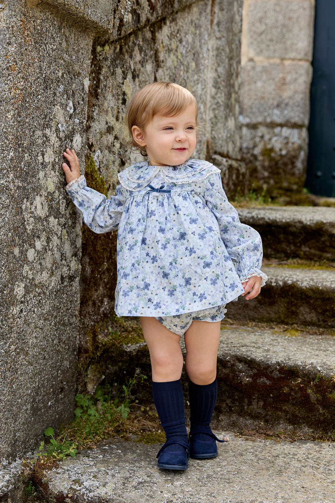 "Adelaide" Powder Blue Floral Dress &amp; Bloomers